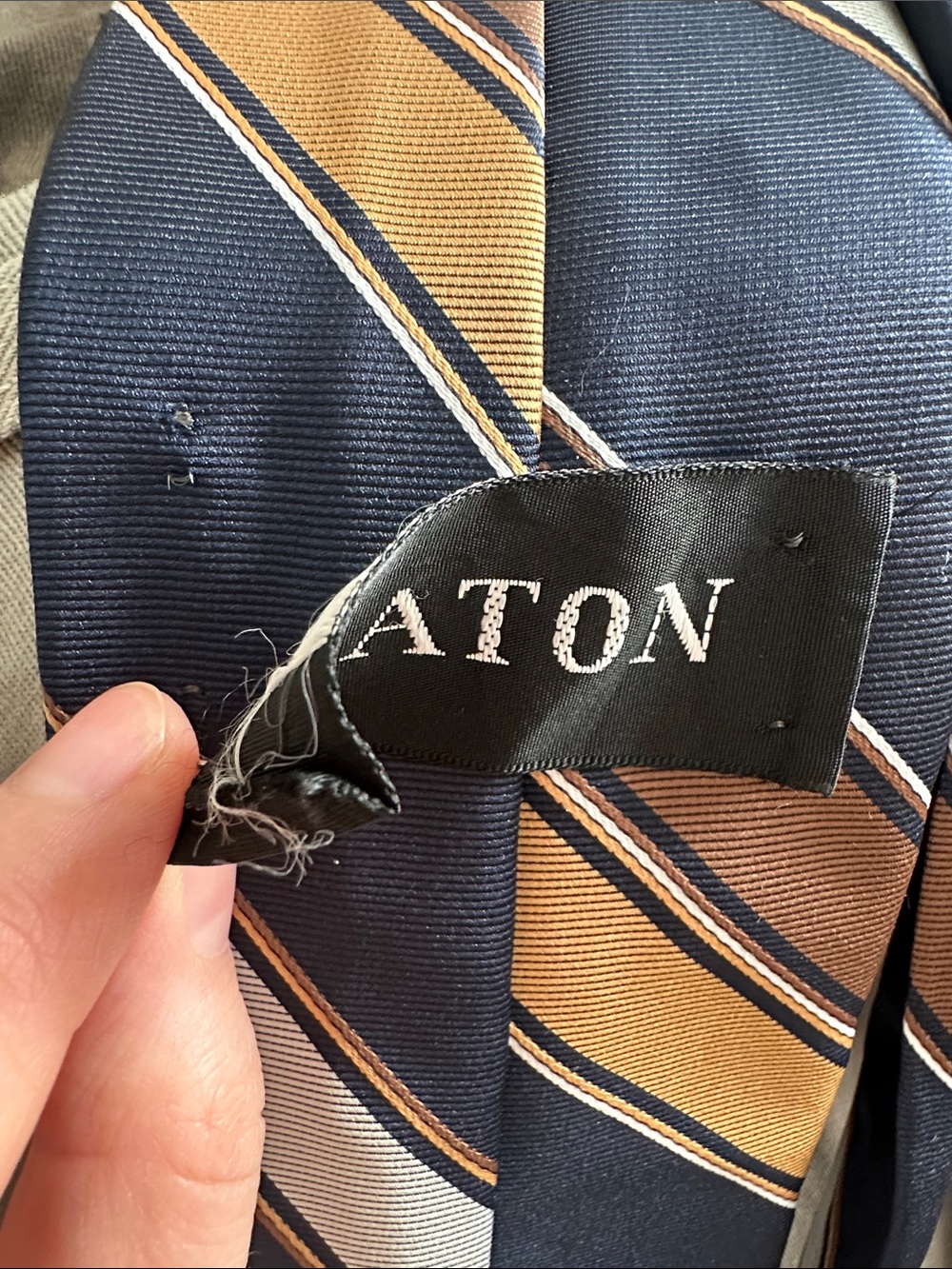 Vintage Eaton Striped Tie Blue/Gold - Picture 3 of 7